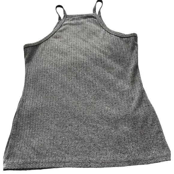 BOZZOLO ROUND NECK, THIN  SHOULDER STRAPS, RIBBED KNIT TANK TOP, L, GREY - Picture 4 of 9
